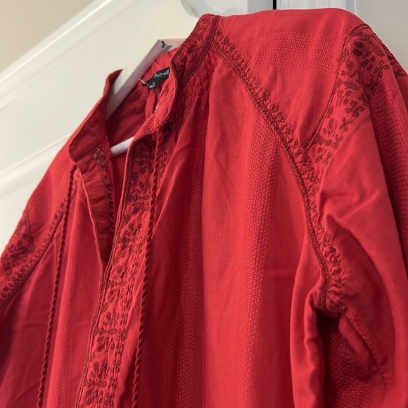 Madewell embroidered boho red peasant blouse - Picture 3 of 4
